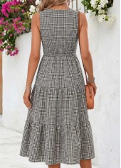 Black Plaid Tummy Coverage Sleeveless Round Neck Dress | thumb picture 