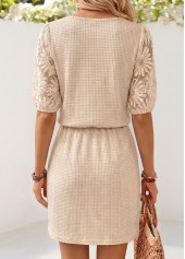 Beige Short Half Sleeve Round Neck Dress | thumb picture 