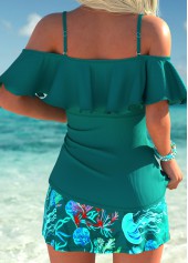 Blackish Green Mid Waisted Ruffle Tankini Set | thumb picture 