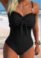 Black Bandeau Detail One Piece Swimwear