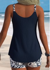 Navy Mid Waisted Curved Hem Tankini Set | thumb picture 