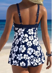 Navy Mid Waisted Tummy Coverage Floral Print Tankini Set | thumb picture 