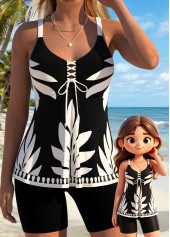 Black Mid Waisted Cut Out Tankini Set