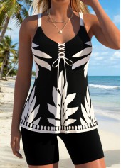 Black Mid Waisted Cut Out Tankini Set | thumb picture 