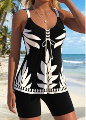 Black Mid Waisted Cut Out Tankini Set | thumb picture 