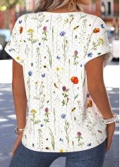 Multi Color Floral Print Tummy Coverage Short Sleeve Blouse | thumb picture 