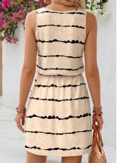 Light Camel Striped Short Double Side Pockets Sleeveless Dress | thumb picture 