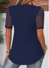 Navy Short Sleeve Heart Collar Fake Two Piece Twinset | thumb picture 