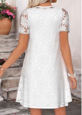 White Two-piece Short Sleeve Round Neck Dress and Cardigan | thumb picture 