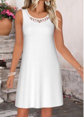 White Two-piece Short Sleeve Round Neck Dress and Cardigan | thumb picture 