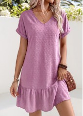 Purple Short Tummy Coverage V Neck Dress | thumb picture 