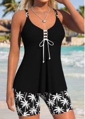 Black Mid Waisted Cut Out Tankini Set | thumb picture 