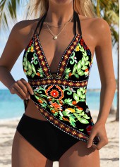 Black Tube Random Floral Print Tankini Top-No Bottom | thumb picture 