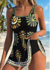Black Layered Graffiti Print One Piece Swimdress | thumb picture 