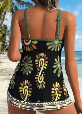 Black Layered Graffiti Print One Piece Swimdress | thumb picture 