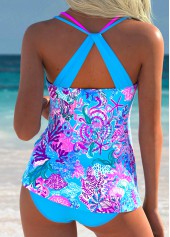 Blue Mid Waisted Tummy Coverage Tankini Set | thumb picture 