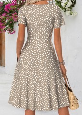 Light Camel Geometric Print Double Side Pockets Dress | thumb picture 