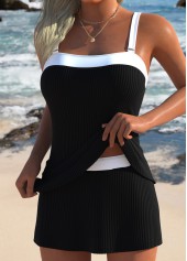 Black Mid Waisted Tummy Coverage Tankini Set | thumb picture 