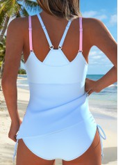 Light Blue Mid Waisted Drawstring Floral Print Tankini Set | thumb picture 