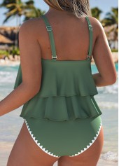Sage Green Mid Waisted Handkerchief Hem Tankini Set | thumb picture 