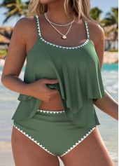 Sage Green Mid Waisted Handkerchief Hem Tankini Set | thumb picture 
