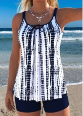 White Mid Waisted Lace Up Tankini Set | thumb picture 