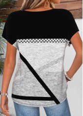 Black Geometric Print Short Sleeve Round Neck T Shirt | thumb picture 