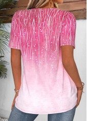 Hot Pink Ombre Curved Hem Short Sleeve T Shirt | thumb picture 