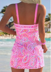 Pink Mid Waisted Paisley Print Tankini Set | thumb picture 