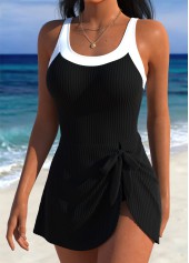 Black Adjustable Tie One Piece Swimdress | thumb picture 