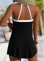 Black Mid Waisted Lace Up Tankini Set | thumb picture 