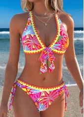 Red Mid Waisted Patchwork Floral Print Bikini Set | thumb picture 