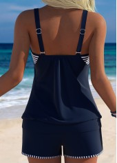 Navy Mid Waisted Blouson Striped Tankini Set | thumb picture 