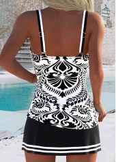 Beige Mid Waisted Thigh Slimmer Tribal Print Tankini Set | thumb picture 