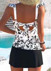 Black High Waisted Fake 2in1 Floral Print Tankini Set | thumb picture 