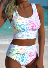 Multi Color Mid Waisted Pull On Leopard Bikini Set | thumb picture 