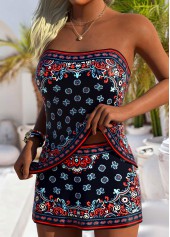 Black Mid Waisted Tribal Print Tankini Set | thumb picture 
