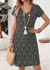 Black Ditsy Floral Print Short Tummy Coverage Dress | thumb picture 