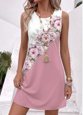 Multi Color Floral Print Short Tummy Coverage Sleeveless Dress