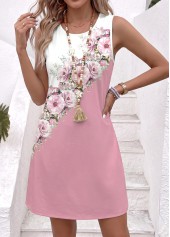 Multi Color Floral Print Short Tummy Coverage Sleeveless Dress | thumb picture 