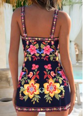 Black Layered Floral Print One Piece Swimdress | thumb picture 