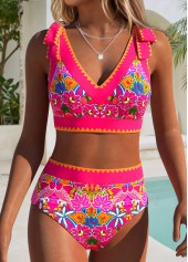 Hot Pink Mid Waisted Wide Waistband Bikini Set | thumb picture 