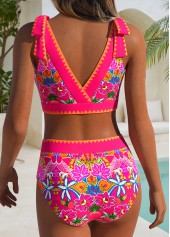 Hot Pink Mid Waisted Wide Waistband Bikini Set | thumb picture 