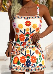 Multi Color Mid Waisted Tummy Coverage Tankini Set