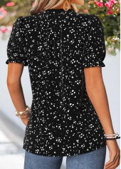 Black Geometric Print Frill Short Sleeve T Shirt | thumb picture 