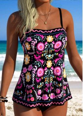 Black Tummy Coverage Floral Print Tankini Top-No Bottom | picture 2