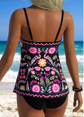 Black Tummy Coverage Floral Print Tankini Top-No Bottom | picture 3