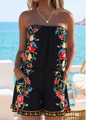 Black Ruffle Floral Print One Piece Swimwear | thumb picture 