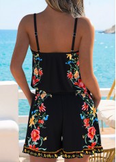 Black Ruffle Floral Print One Piece Swimwear | thumb picture 