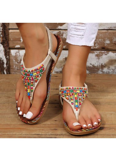 women clothes image of Beige Open Toe Falt Flip Flops Slippers
